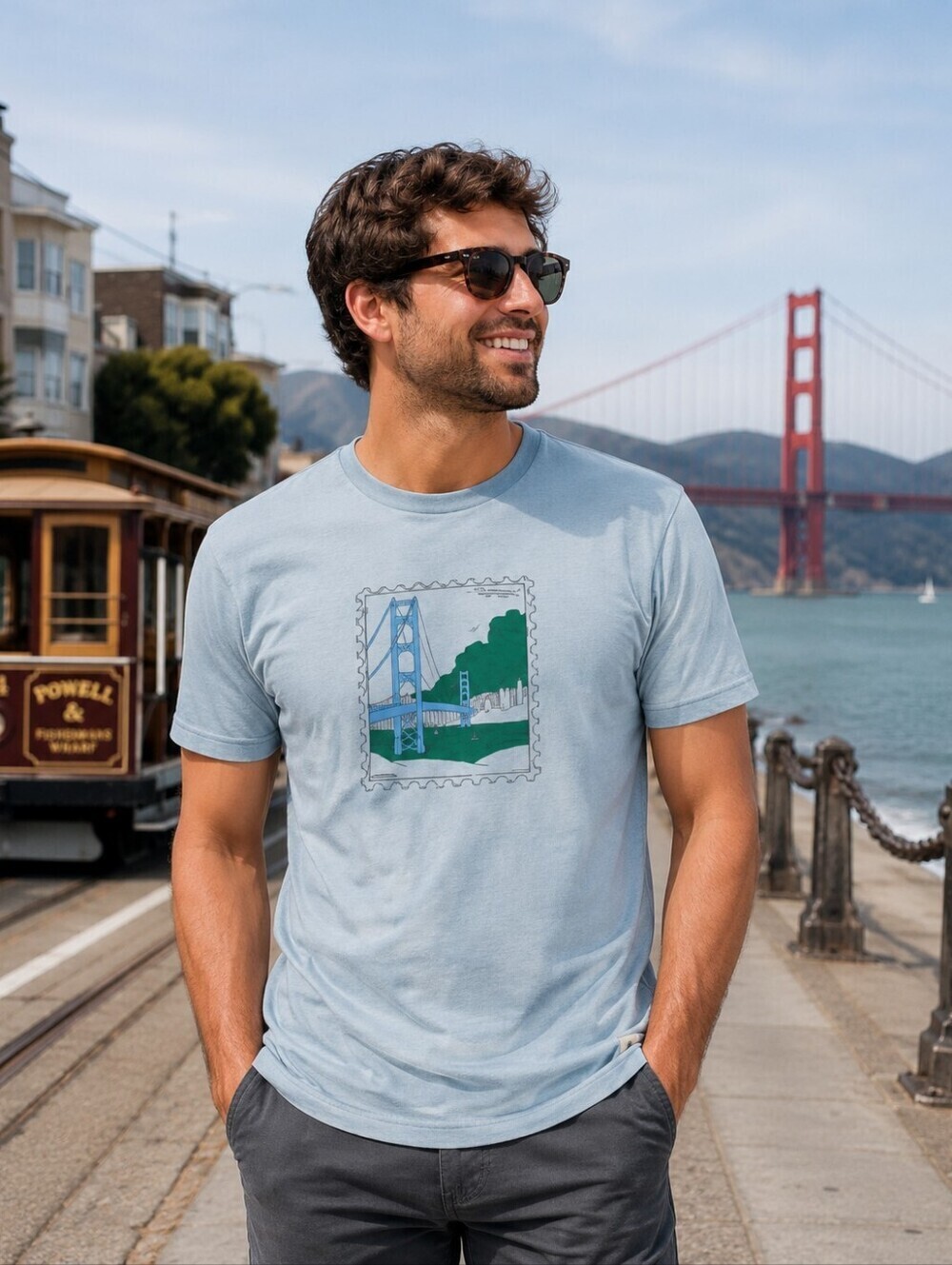 LIMITED EDITION! NWT cotopaxi Post Stamp Organic T-Shirt-San Francisco-Seaspray